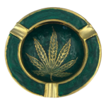 Brass Cannabis Ashtray with Gold Trim Small