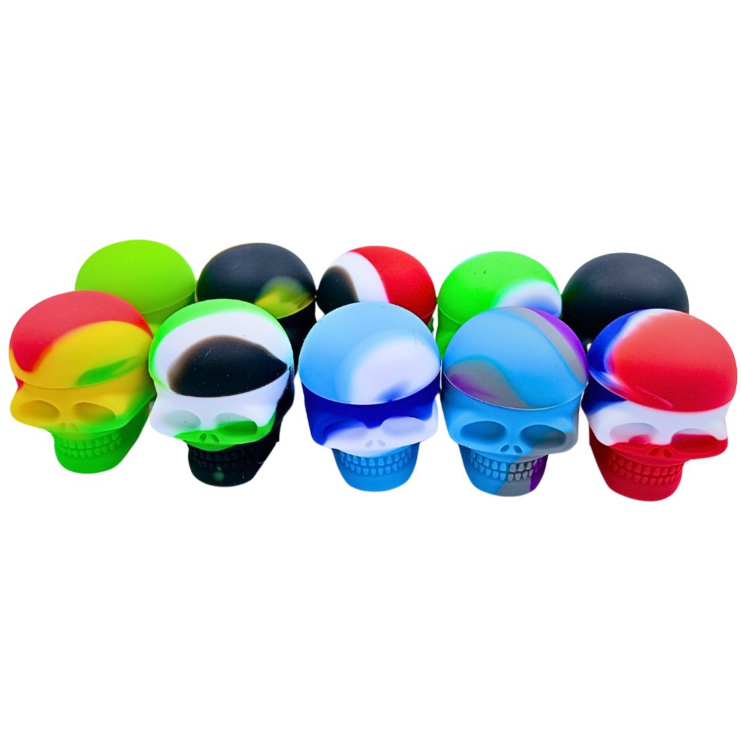 SiliDab Skullhead Dab Pot 3ml Multicolor 50 Pack